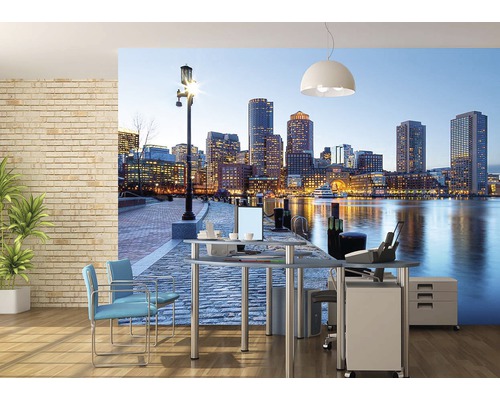 Fototapeta s panorámou Bostonu v modernej kancelárii