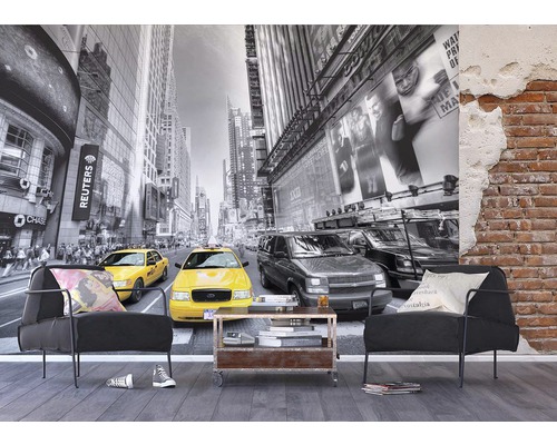 Miestnosť s fototapetou newyorskej ulice so žltými taxíkmi