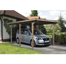Auto pod dreveným jednoduchým prístreškom pre auto