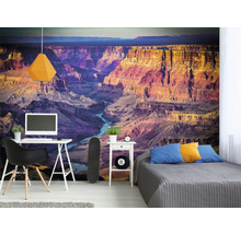 Moderná izba s fototapetou Grand Canyon, písacím stolom a posteľou
