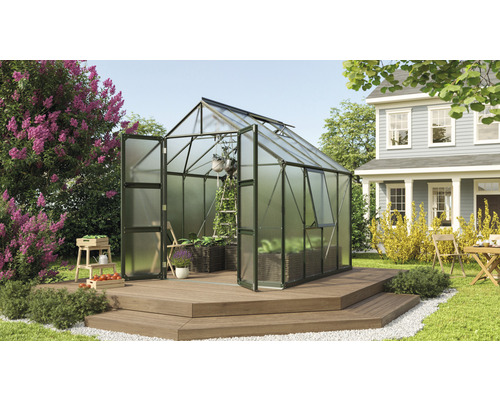 Skleník Vitavia Olymp 6700 polykarbonát 6 mm 257x261 cm zelený vr. základového rámu