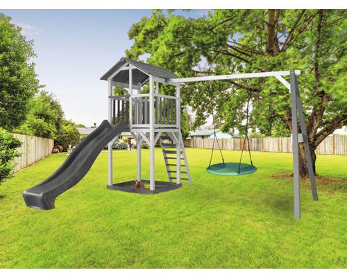 Detské ihrisko so šmýkačkou, vežou, pieskoviskom a hojdačkou do záhrady