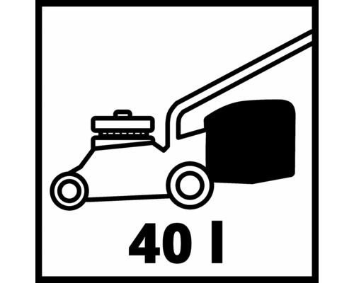 Symbol kosačky na trávu s objemom zberného koša 40 litrov