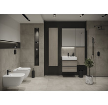 Moderná kúpeľňa s toaletou, bidetom, umývadlom, zrkadlovou skrinkou a sprchou