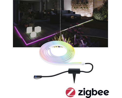 LED svetelný had na záhradné osvetlenie so zemným hrotom a logom Zigbee