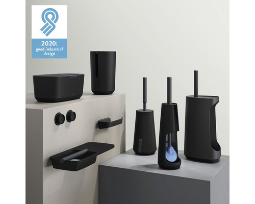 Kúpeľňové vybavenie s dávkovačom mydla, pohárom, toaletnou kefou a držiakom