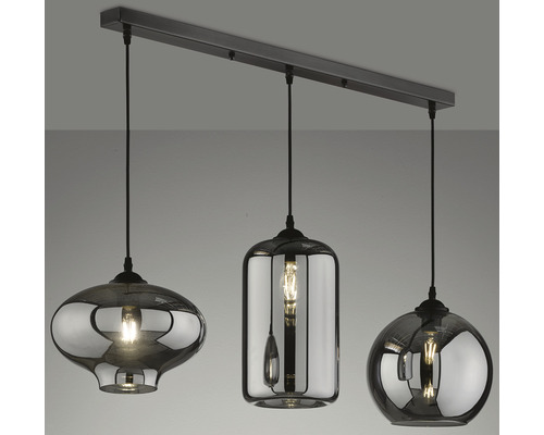 Závesné svietidlo s tromi sklenenými tienidlami