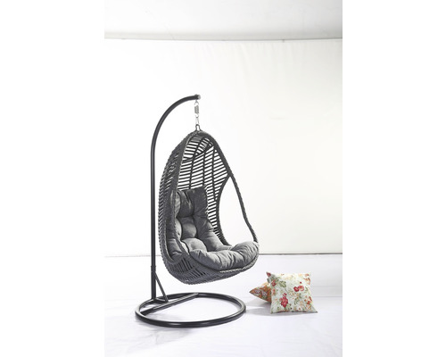 Závesné kreslo s vankúšom a kovovým rámom