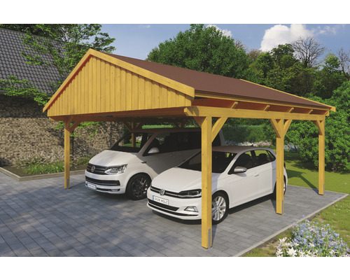 Prístrešok na auto Skan Holz Fichtelberg dvojitý 618x566 cm dub svetlý vr. šindľov Prístrešok na auto Skan Holz Fichtelberg dvojitý 618x566 cm dub svetlý vr. šindľov