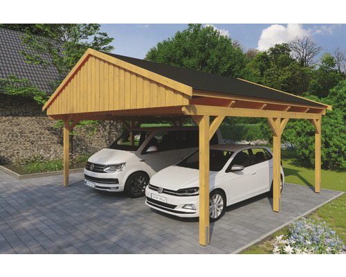 Prístrešok na auto Skan Holz Fichtelberg dvojitý 618x566 cm dub svetlý vr. šindľov Prístrešok na auto Skan Holz Fichtelberg dvojitý 618x566 cm dub svetlý vr. šindľov