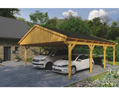 Prístrešok na auto Skan Holz Fichtelberg dvojitý 618x808 cm dub svetlý vr. šindľov Prístrešok na auto Skan Holz Fichtelberg dvojitý 618x808 cm dub svetlý vr. šindľov