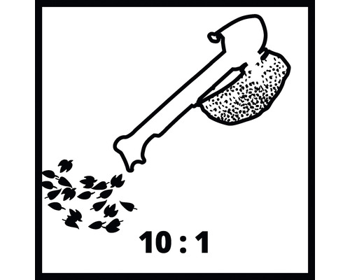 Symbol pre vysávač lístia s funkciou drvenia 10 ku 1.