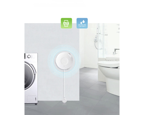 Detektor vody s funkciou aplikácie na detekciu úniku v kúpeľni