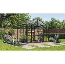 Skleník Vitavia Zeus Comfort 6200 kombinácia skla a polykarbonátu 258x242 cm čierny vr. podlahového rámu