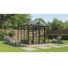 Skleník Vitavia Zeus Comfort 6200 kombinácia skla a polykarbonátu 258x242 cm čierny vr. podlahového rámu