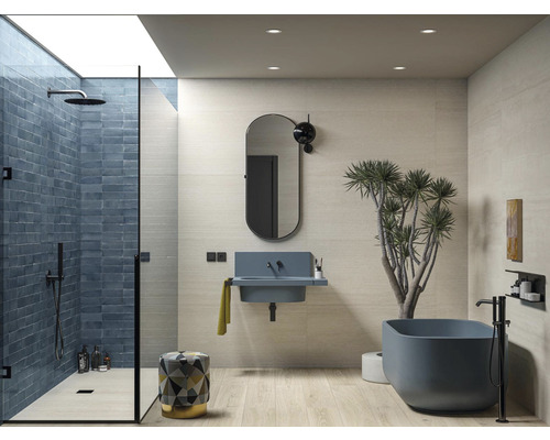 Kúpeľňa so sprchou, umývadlom, zrkadlom, vaňou a izbovou rastlinou