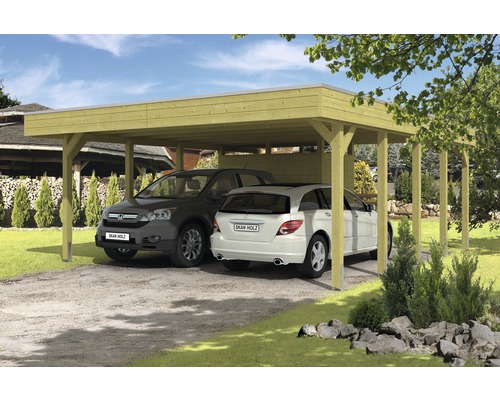Prístrešok na auto Skan Holz Friesland dvojitý 557x708 cm impregnovaný vr. alu plechu a odkladacieho priestoru Prístrešok na auto Skan Holz Friesland dvojitý 557x708 cm impregnovaný vr. alu plechu a odkladacieho priestoru