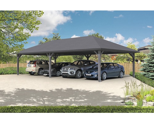 Prístrešok na auto SKAN HOLZ Taunus 1176 x 634 cm, lakovaný bridlicovo sivý Parkovacie státie pre viacero áut