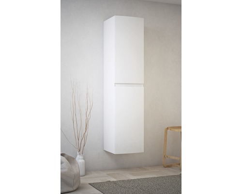 Závesná kúpeľňová skrinka s dvomi dvierkami v kúpeľni