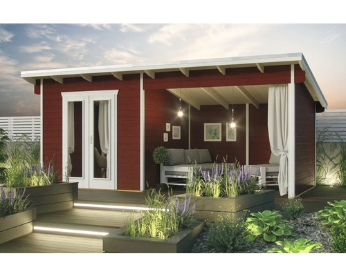 Drevený záhradný domček Skan Holz Texel švédska červená 550x250 cm