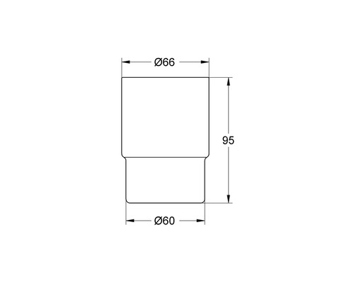 Technický nákres s rozmermi: priemer 66 milimetrov, výška 95 milimetrov a priemer 60 milimetrov.