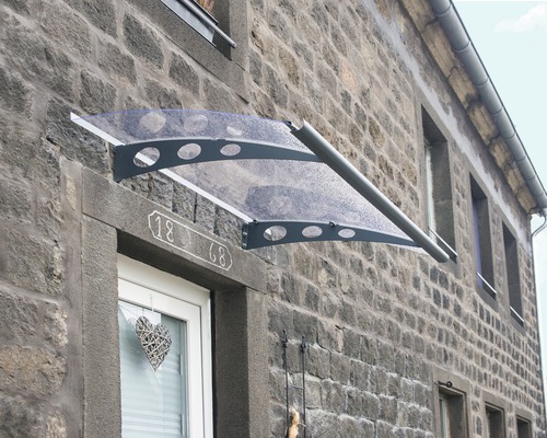 Strieška nad vchodové dvere s okrúhlymi výrezmi na ráme