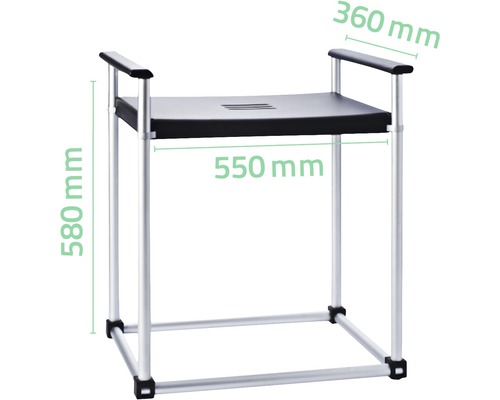 Sprchová stolička s opierkami na ruky a rozmermi