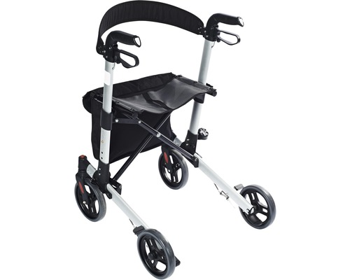 Chodítko so sedadlom a štyrmi kolesami