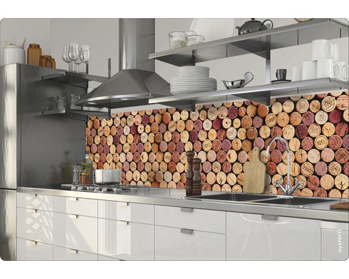 Kuchynská zástena s korkovým vzorom v modernej kuchyni.