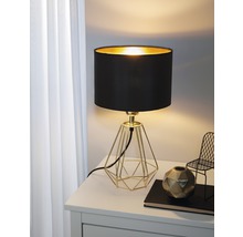 Stolná lampa s čiernym tienidlom a zlatým geometrickým rámom