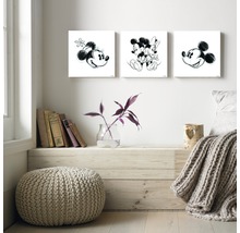 Dekoratívne nástenné maľby s motívmi Mickey Mouse nad komodou s rastlinami a dekoráciou