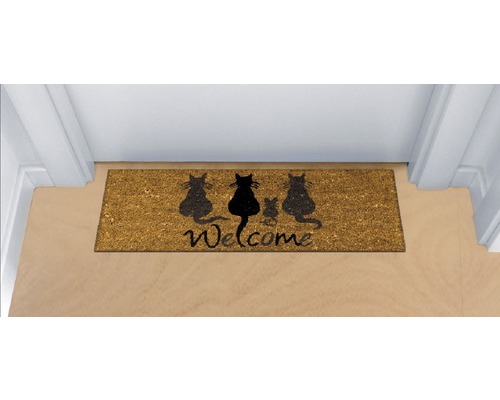 Kokosová rohožka s motívom mačiek a nápisom Vitajte