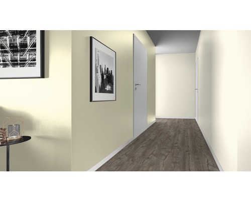 Chodba s dverami, obrazy a laminátovou podlahou