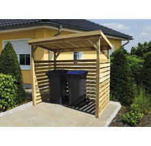 Drevený prístrešok na smetné nádoby s dvoma smetnými nádobami