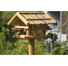 Drevené krmítko pre vtáky s vtákom