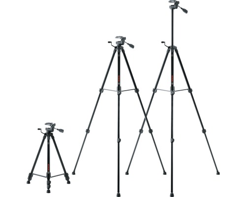 Tri nivelačné statívy Bosch rôznych veľkostí