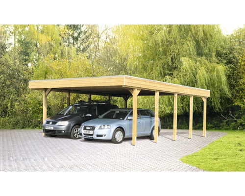 Prístrešok na auto Skan Holz Friesland dvojitý 557x708 cm impregnovaný vr. alu plechu Prístrešok na auto Skan Holz Friesland dvojitý 557x708 cm impregnovaný vr. alu plechu