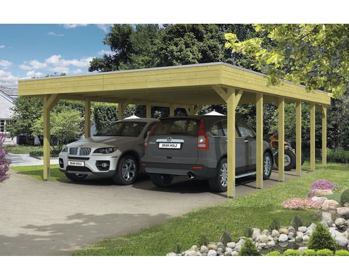 Prístrešok na auto Skan Holz Friesland dvojitý 557x860 cm impregnovaný vr. alu plechu Prístrešok na auto Skan Holz Friesland dvojitý 557x860 cm impregnovaný vr. alu plechu