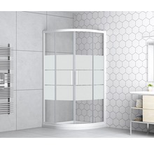 Štvrťkruhový sprchový kút form&style Moorea 90 cm farba rámu biela dekor skla priečne prúžkovanie B-251BW
