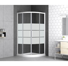 Štvrťkruhový sprchový kút form&style Moorea 90 cm farba rámu biela dekor skla priečne prúžkovanie B-251BW