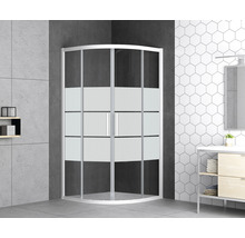 Štvrťkruhový sprchový kút form&style Moorea 90 cm farba rámu biela dekor skla priečne prúžkovanie B-251BW