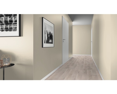 Chodba s dverami, laminátovou podlahou a farbou na steny