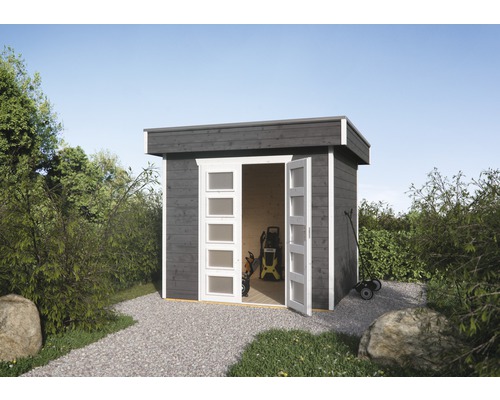 Drevený záhradný domček Skan Holz Venlo 1 bridlicovo sivý 250x250 cm