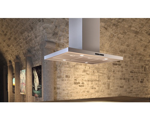 Odsávač pár v kuchyni s kamennými stenami