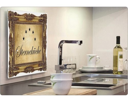 Kuchynská zástena s motívom hviezdnej kuchyne v klasickom ráme