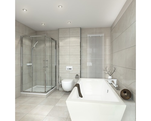 Moderná kúpeľňa so sprchou, vaňou, toaletou a radiátorom