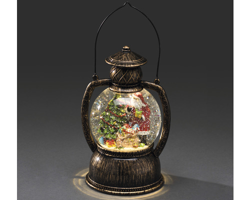 Dekoratívna snehová guľa lampáš s Santa Clausom a vianočným stromčekom