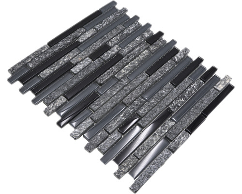 Mozaiková rohož s úzkymi kameňmi a sklom