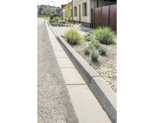 Obrubník s rastlinami a kameňmi vedľa cesty