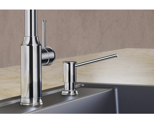 Drezová batéria a dávkovač mydla z kovu